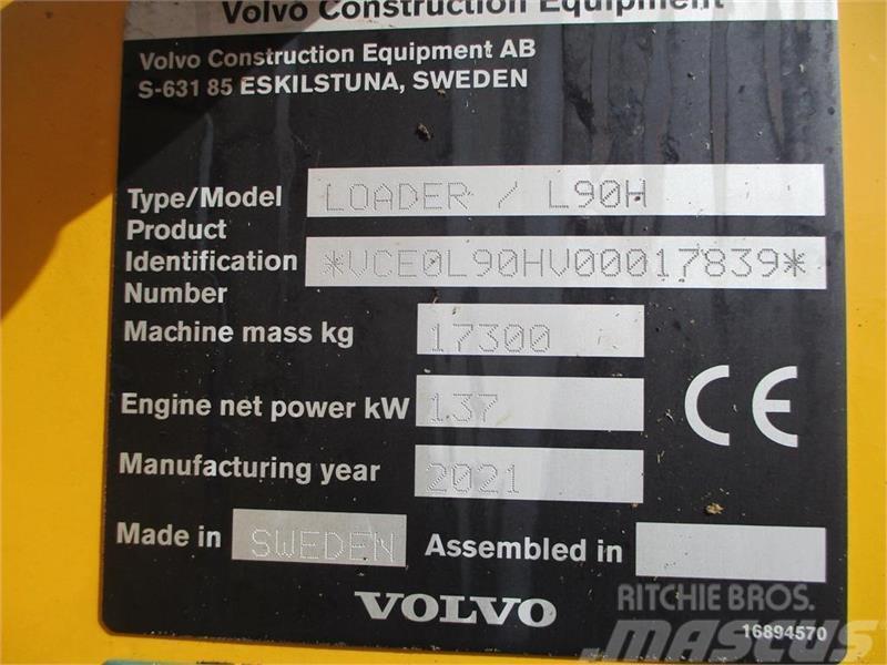 Volvo L 90 H Årg 9.2021, CDC, BSS, DK-Maskine med fuld V Wheel loaders
