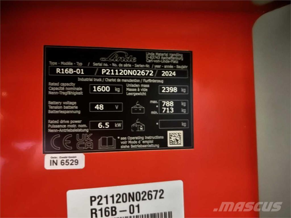 Linde R16B Carretillas retráctiles