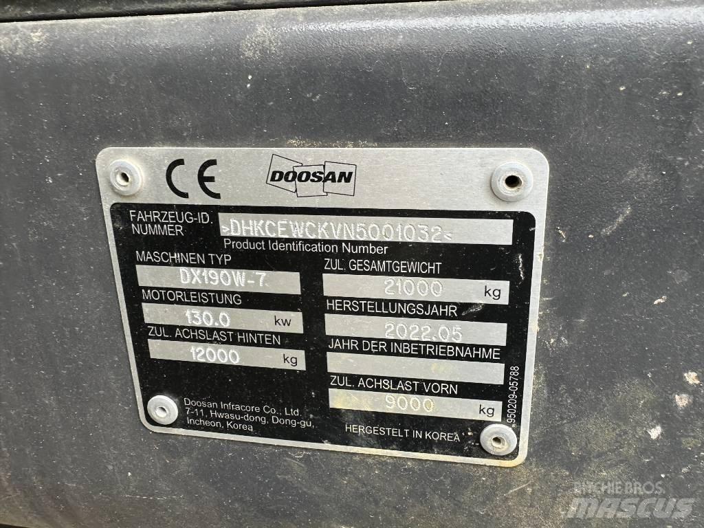 Doosan DX 190 W-7 Excavadoras de ruedas