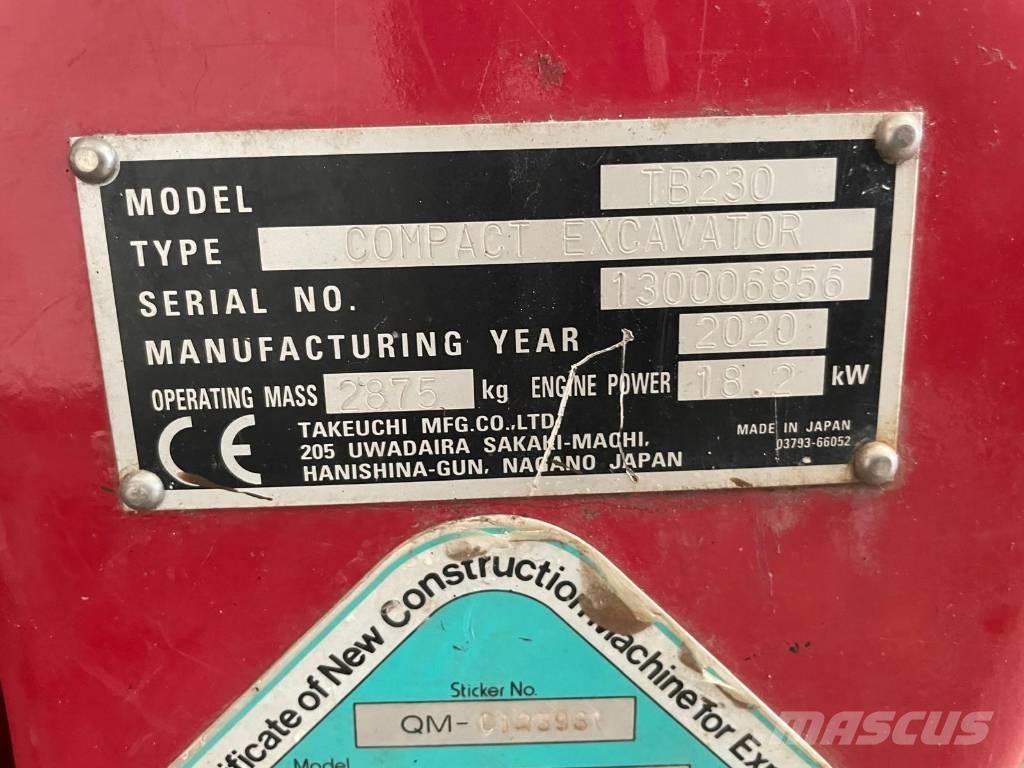 Takeuchi TB 230 Mini excavadoras < 7t