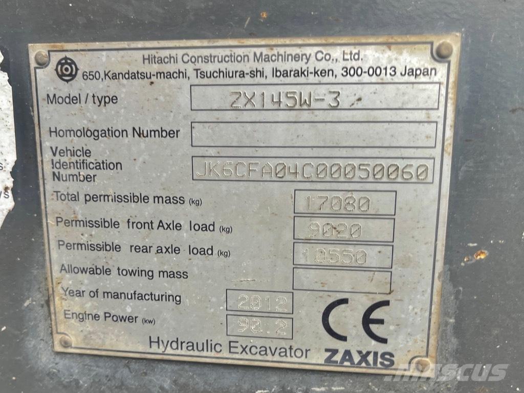 Hitachi ZX 145 W-3 Excavadoras de ruedas