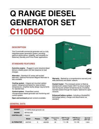 Cummins C110D5Q Generadores diesel