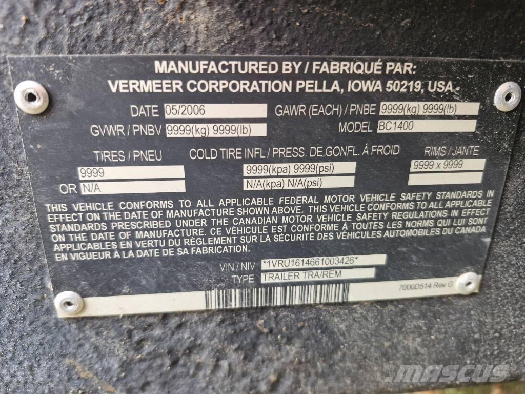 Vermeer BC1400 Trituradoras de madera