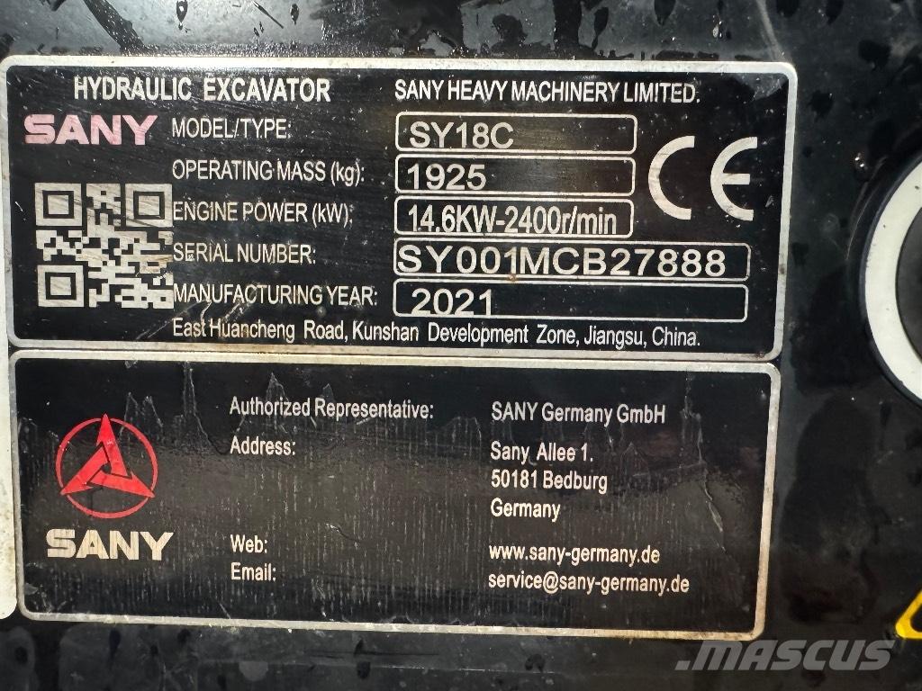 Sany SY 18 C Mini excavadoras < 7t