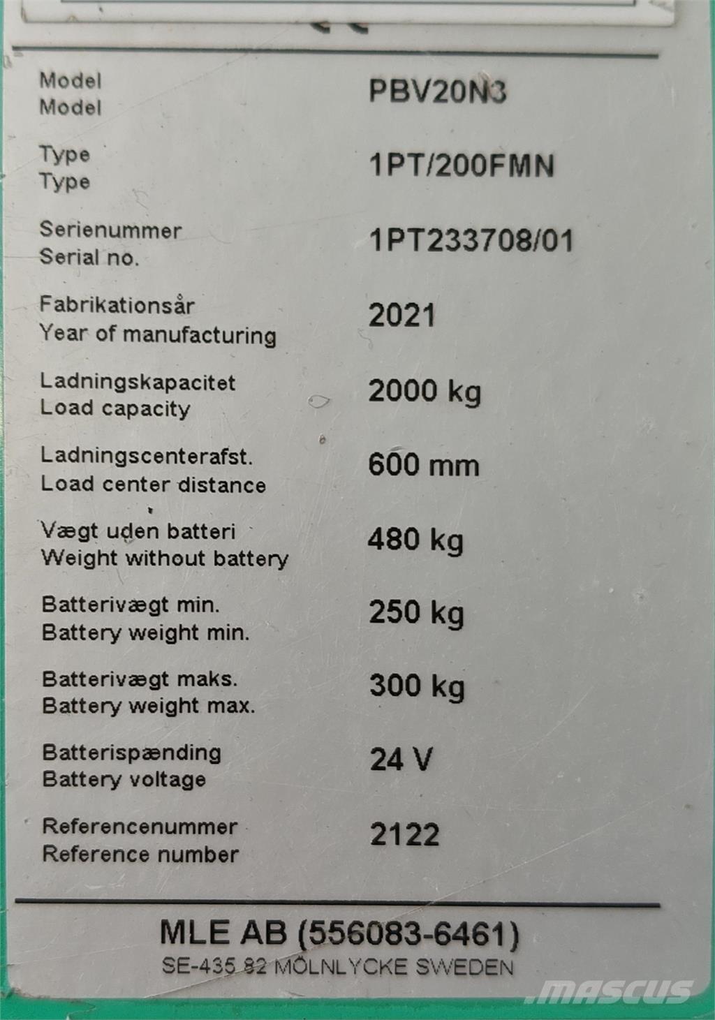 Mitsubishi PBV20N3 Plataforma con motor