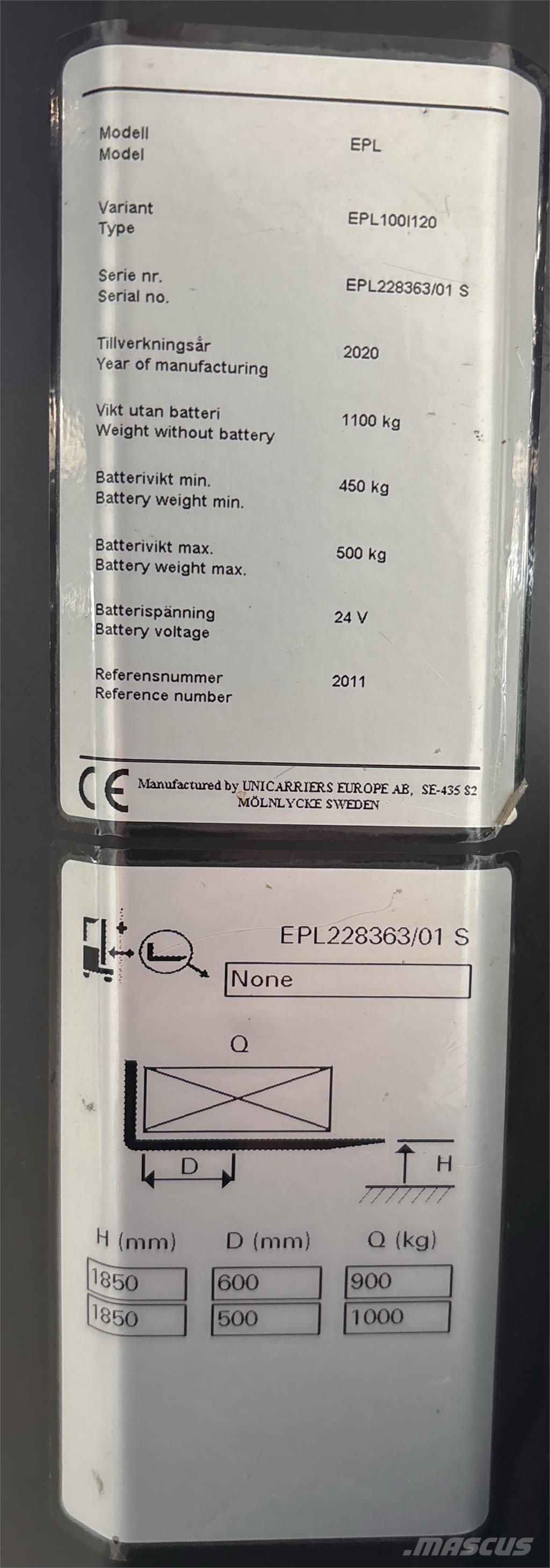 UniCarriers EPL100 Recogepedidos de baja altura