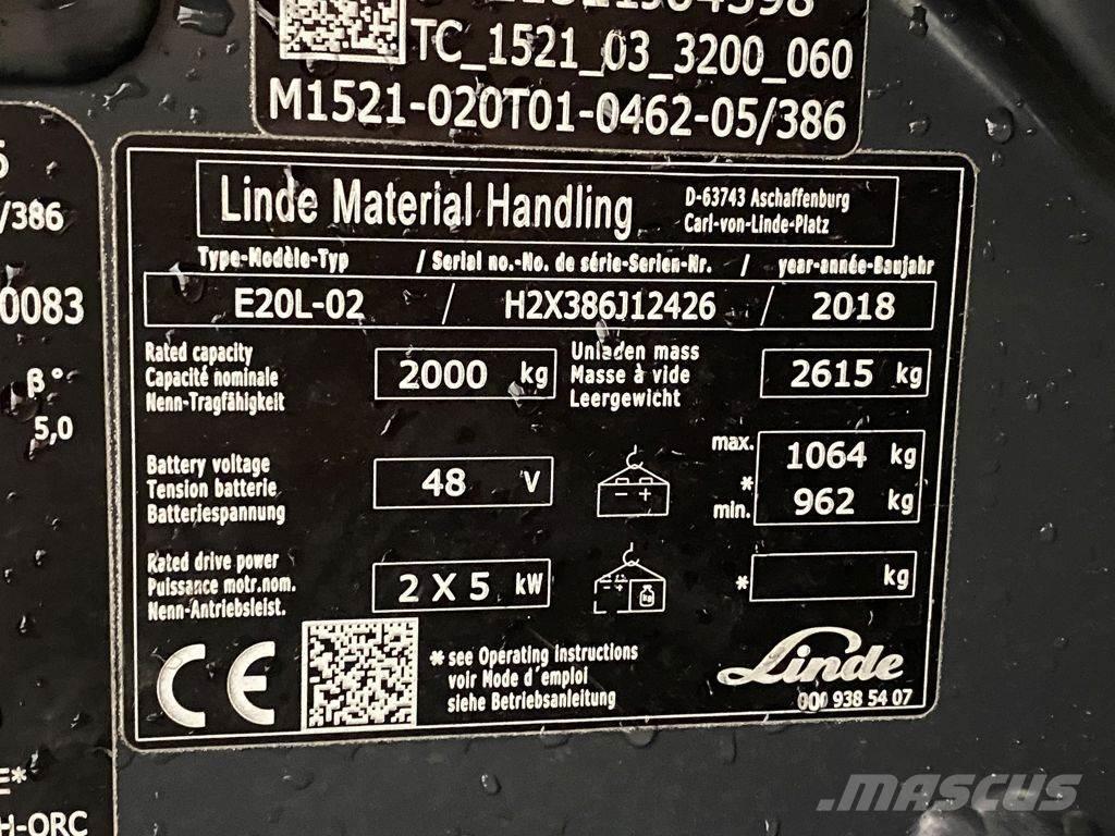 Linde E20L-02 Carretillas de horquilla eléctrica