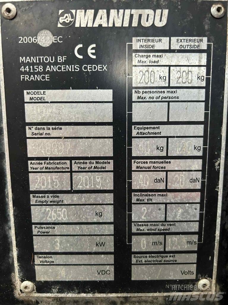 Manitou 100 VJR Ascensores de personal y montacargas de acceso