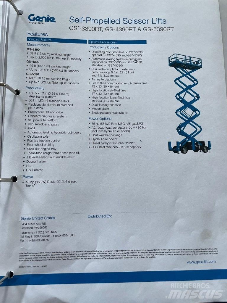 Genie GS 5390 RT Plataformas tijera