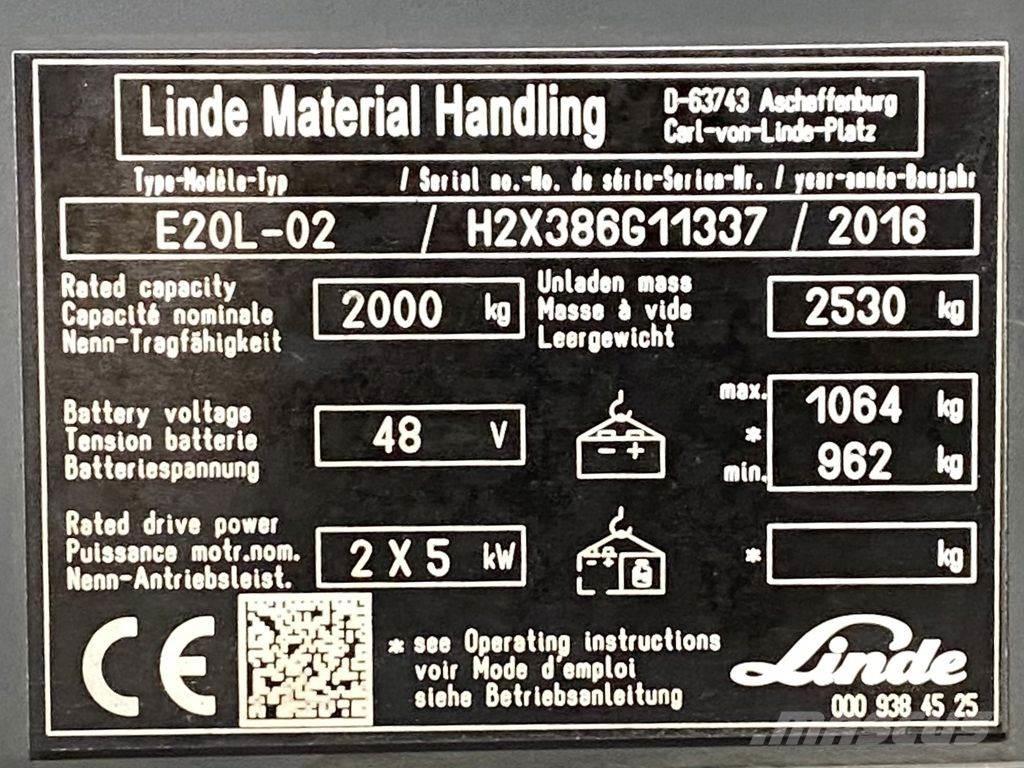 Linde E20L Carretillas de horquilla eléctrica