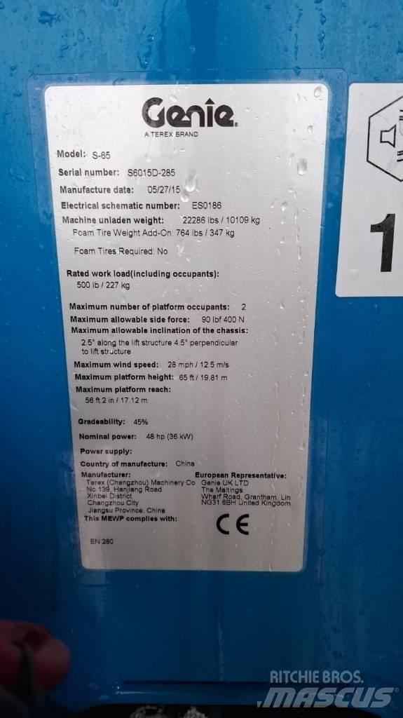 Genie S 65 Plataformas de trabajo telescópica