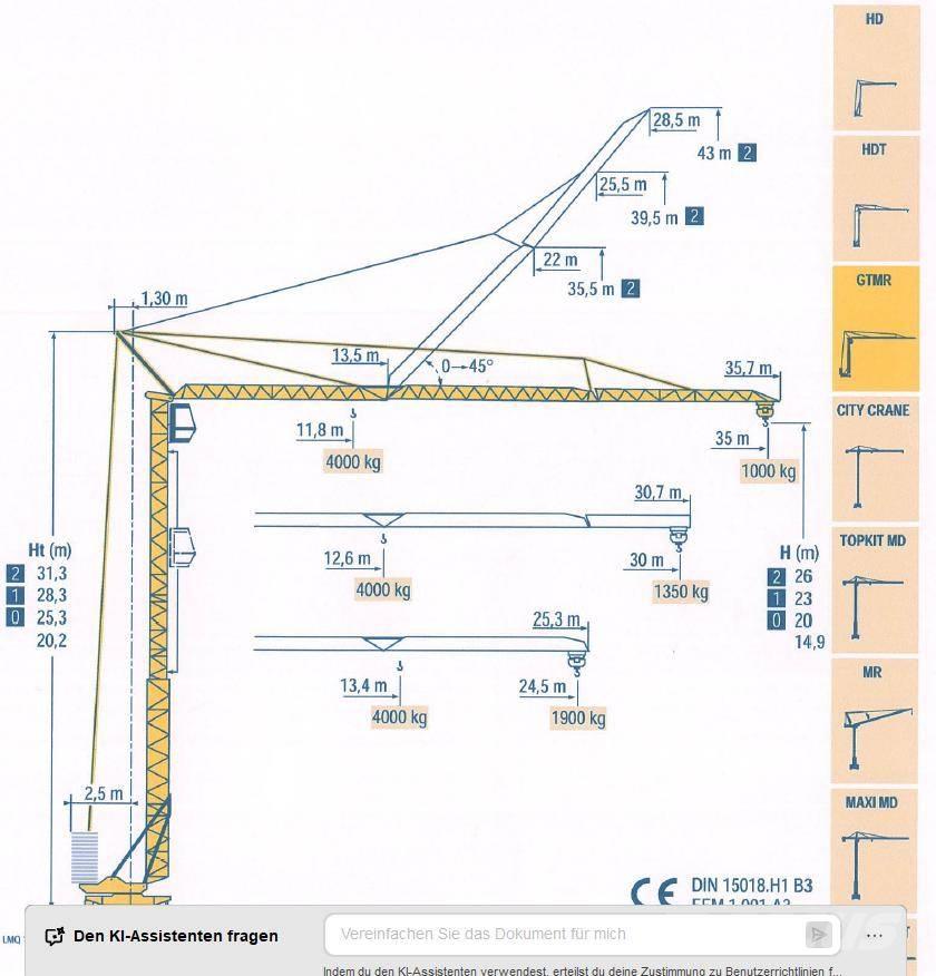 Potain GTMR 331 B Grúas torre