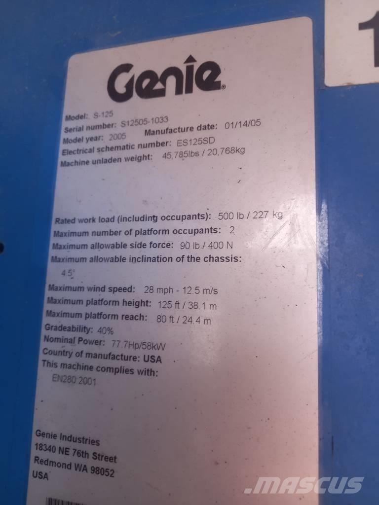 Genie S 125 Plataformas de trabajo telescópica