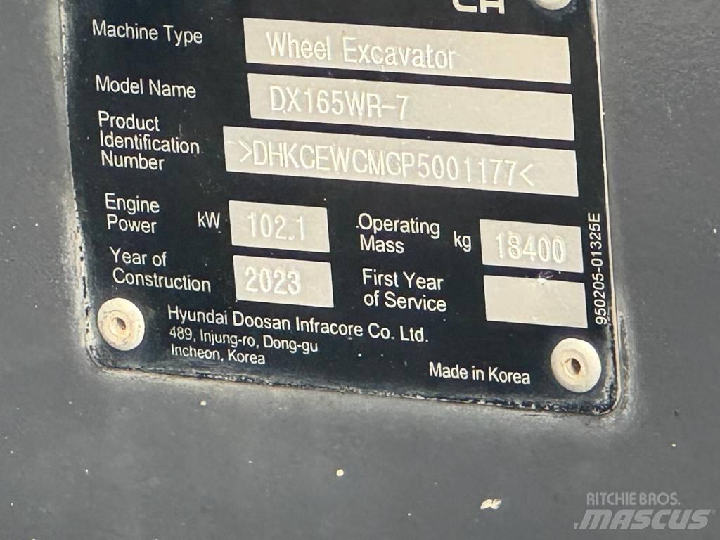 Doosan DX165WR-7 Excavadoras de ruedas