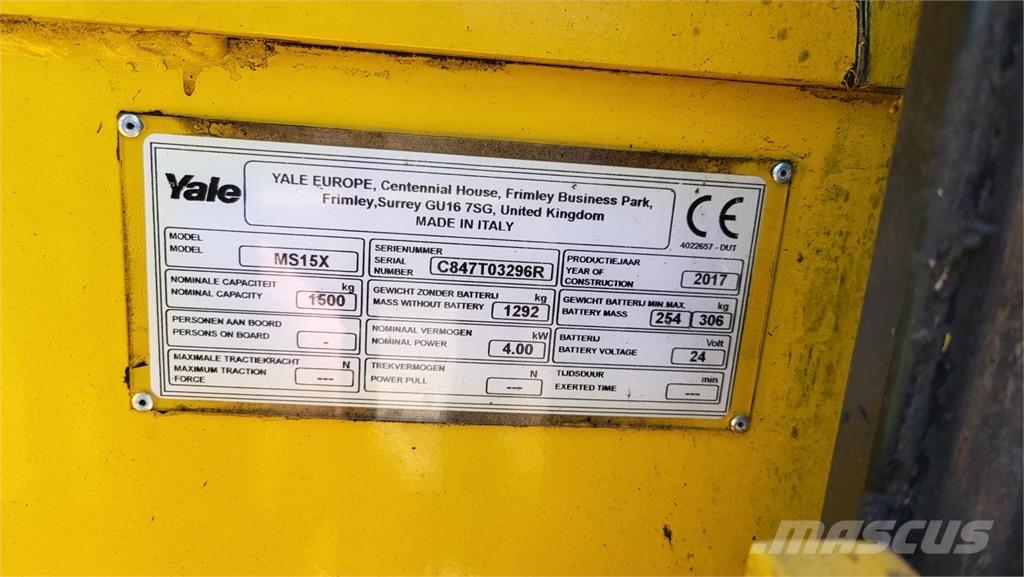 Yale MS15X 2017 Apiladores eléctricos autopropulsados