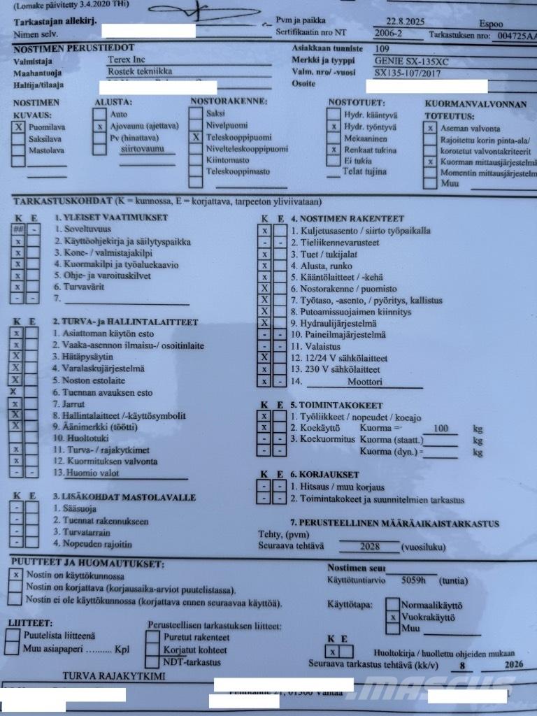 Genie SX 135 XC Plataforma de trabajo articulada