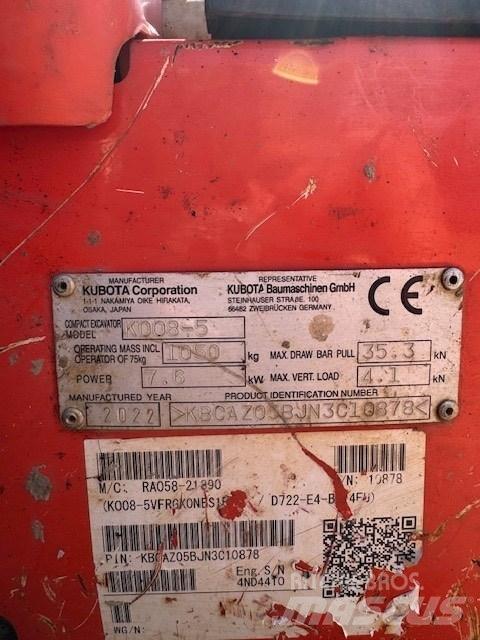 Kubota K 008-5 Mini excavadoras < 7t