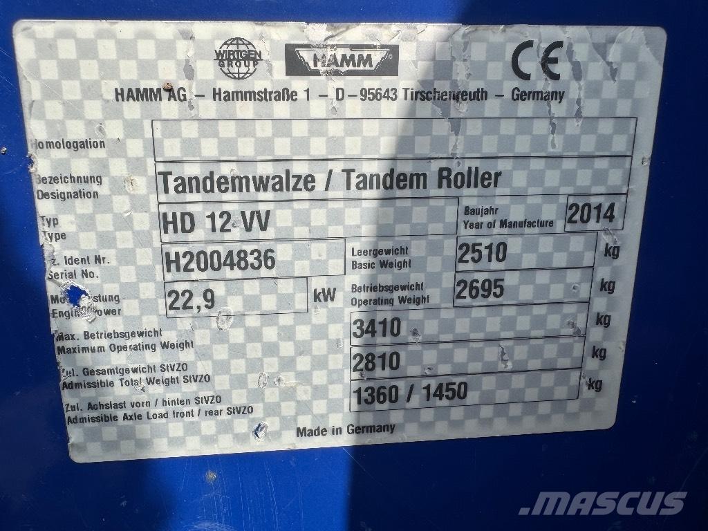 Hamm HD 12 VV Rodillos de doble tambor