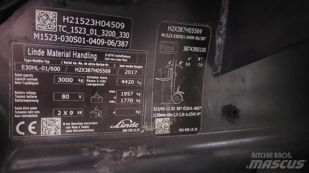 Linde E 30HL-01/600 Carretillas de horquilla eléctrica