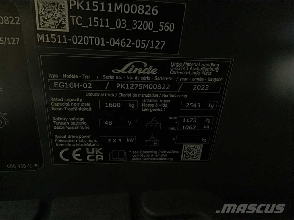 Linde EG16H Carretillas de horquilla eléctrica