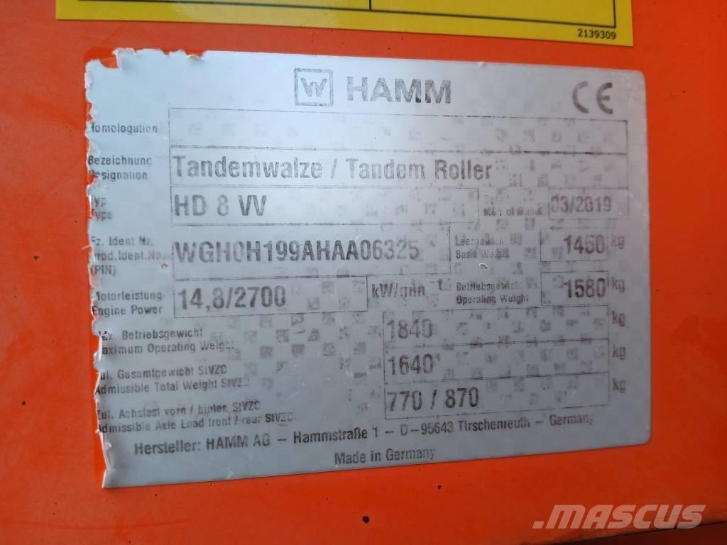 Hamm HD8 VV, Vält Rodillos de doble tambor