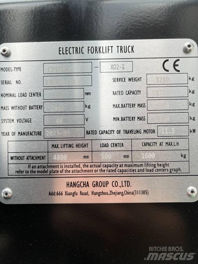 Hangcha CPD18-XD2-I Carretillas de horquilla eléctrica