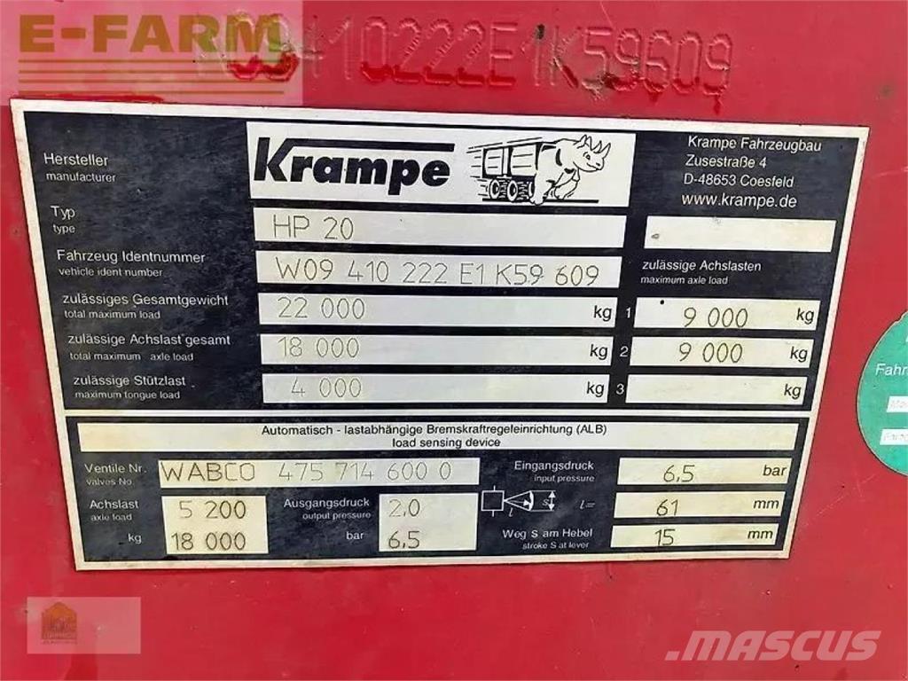 Krampe hp 20 Remolques multifunción