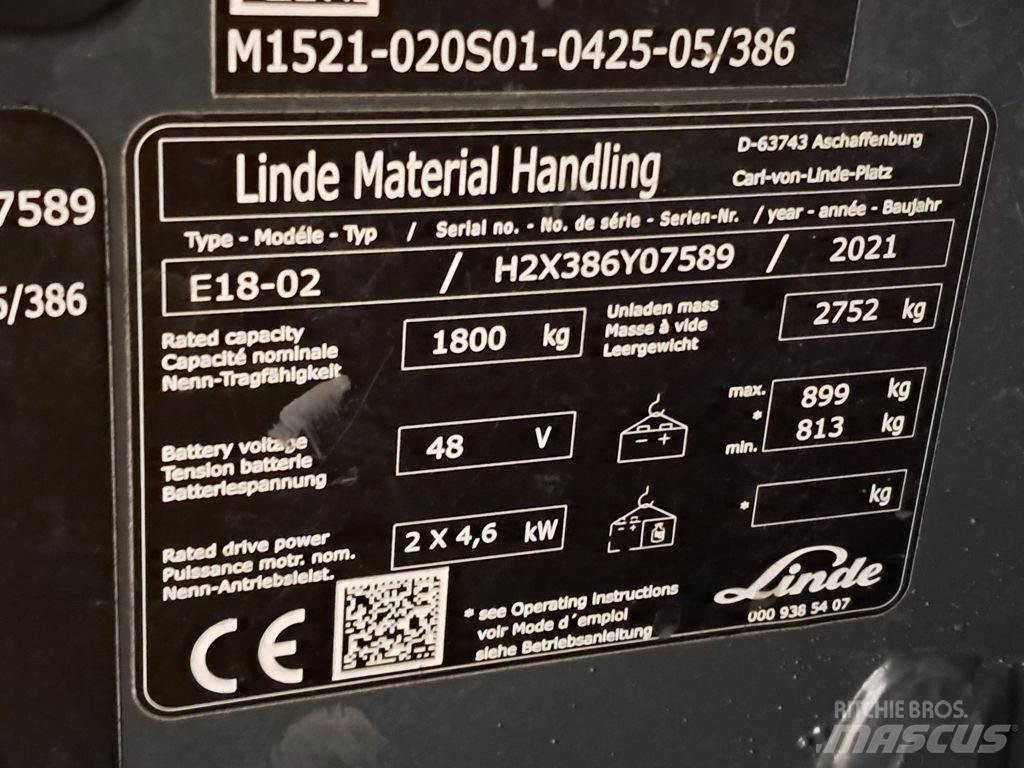 Linde E18-02 Carretillas de horquilla eléctrica