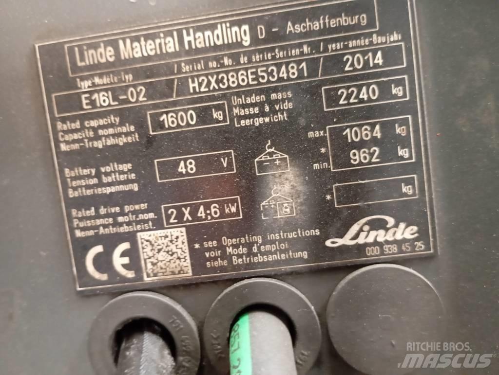 Linde E 16 Carretillas de horquilla eléctrica