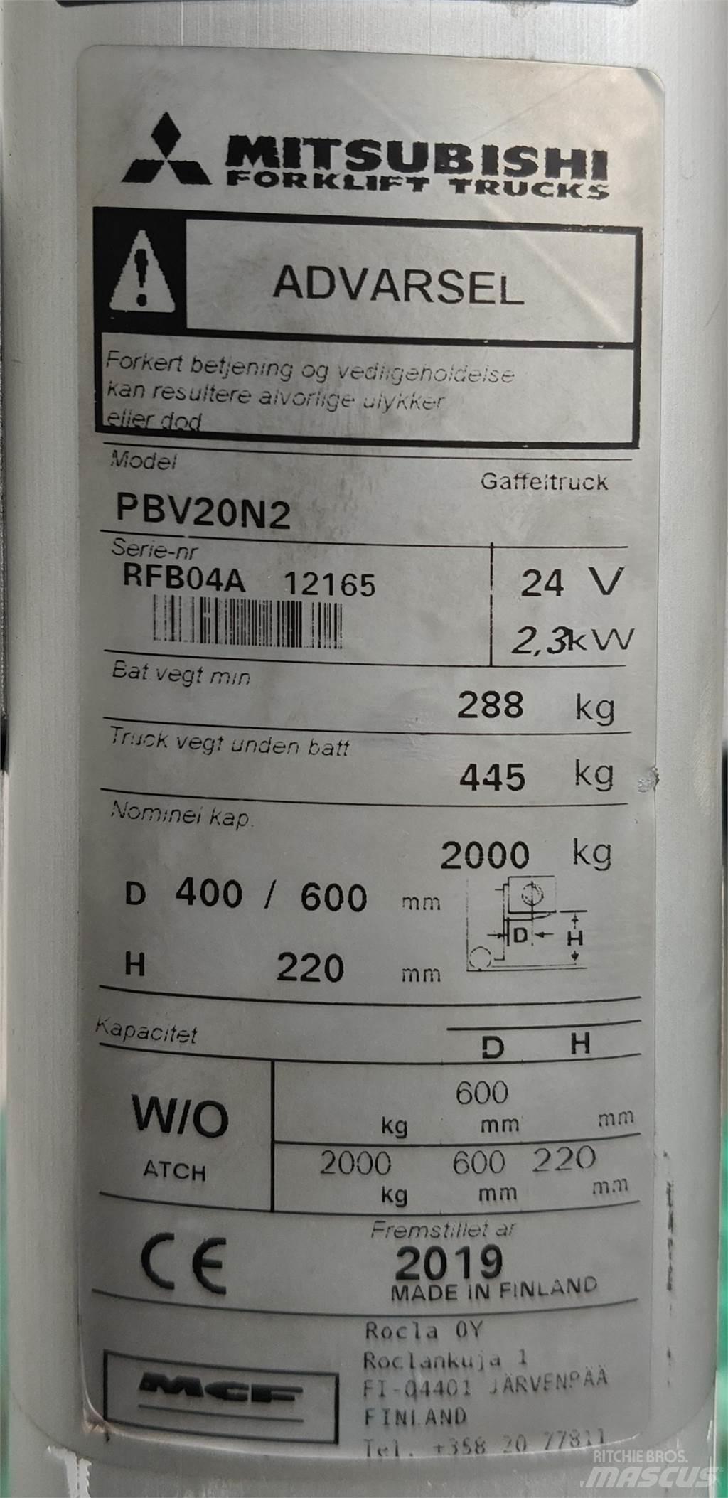 Mitsubishi PBV20N2 Otras carretillas elevadoras