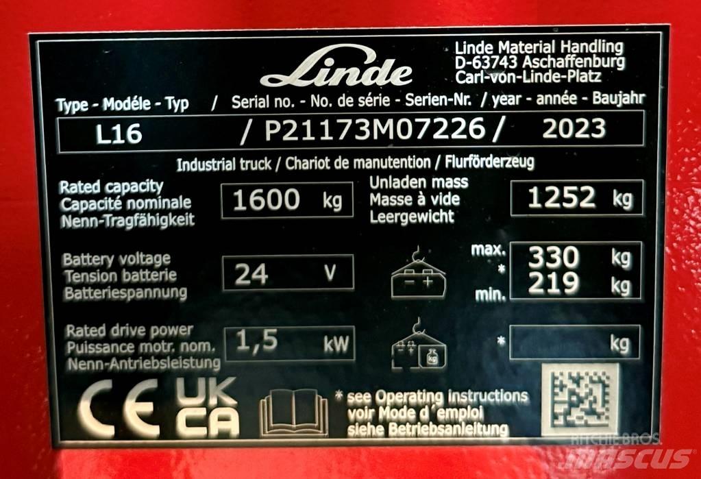 Linde L16/1173-01 Apiladores eléctricos