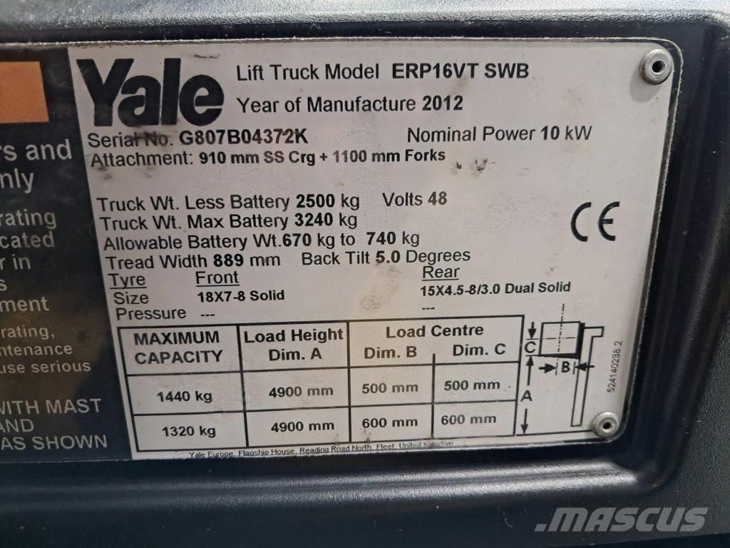 Yale ERP16VT SWB Carretillas de horquilla eléctrica