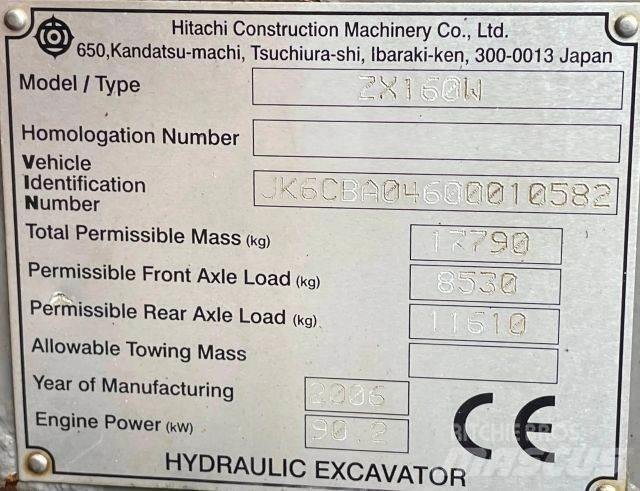 Hitachi ZX 160W Excavadoras de ruedas
