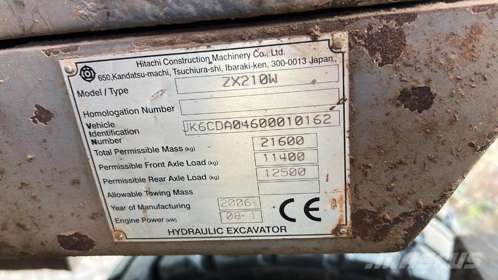 Hitachi ZX 210 W Excavadoras de ruedas