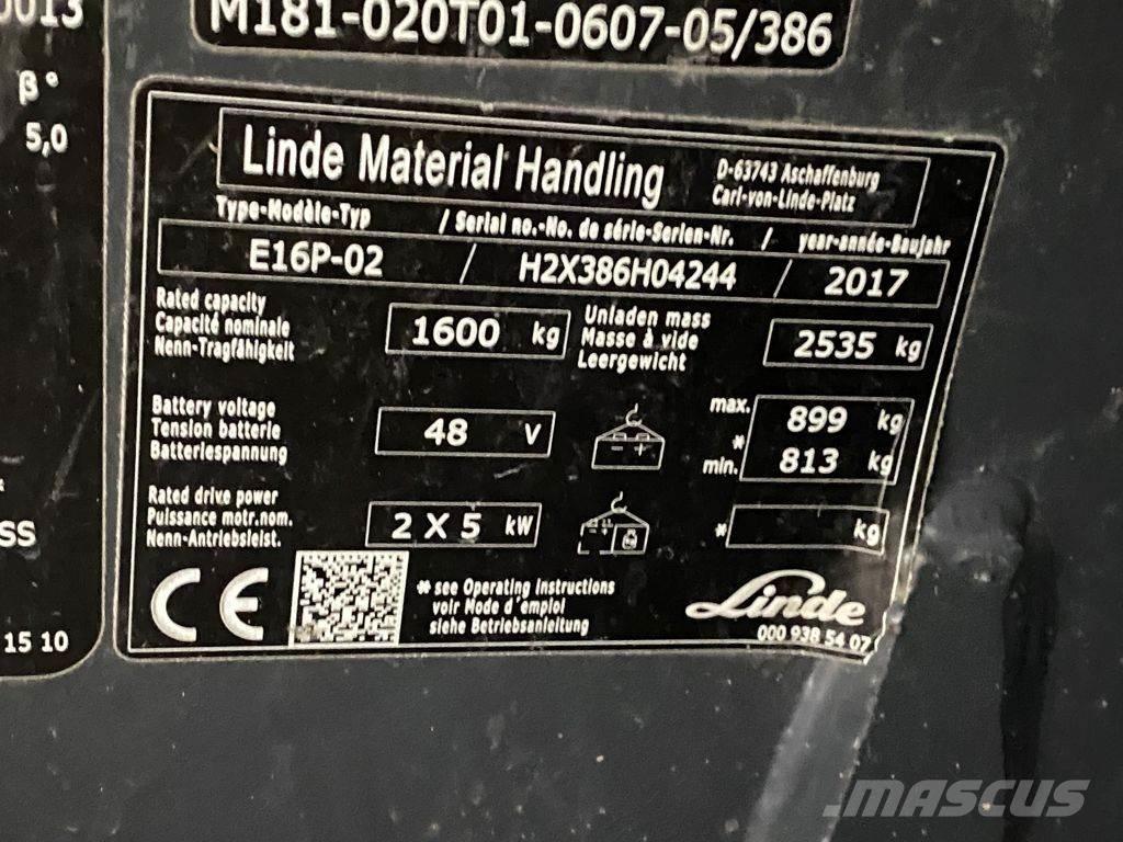 Linde E16P-02 Carretillas de horquilla eléctrica
