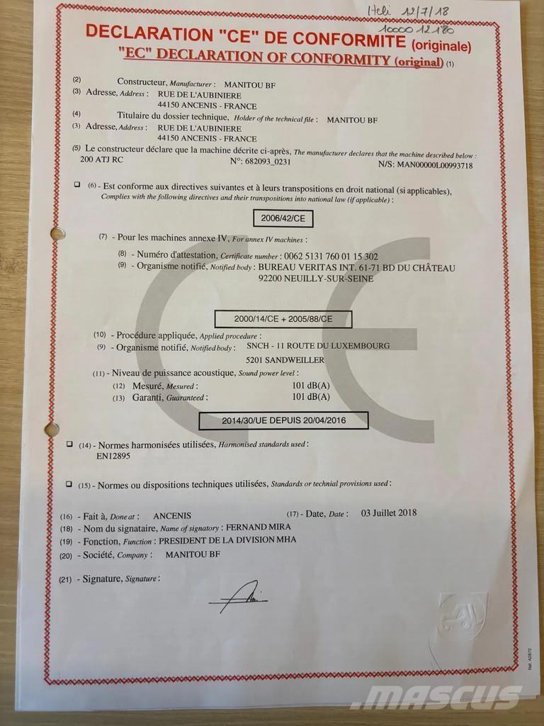 Manitou 200 ATJ Plataforma de trabajo articulada