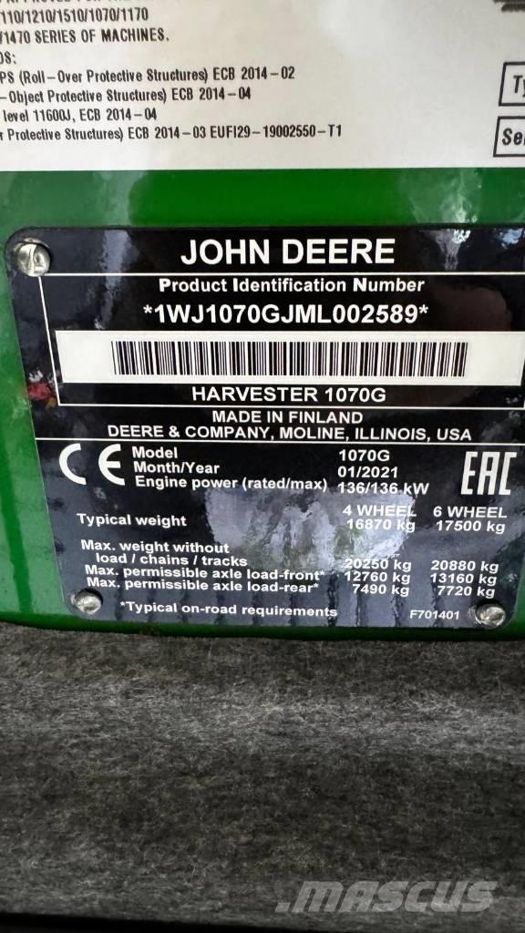 John Deere 1070 Cosechadoras