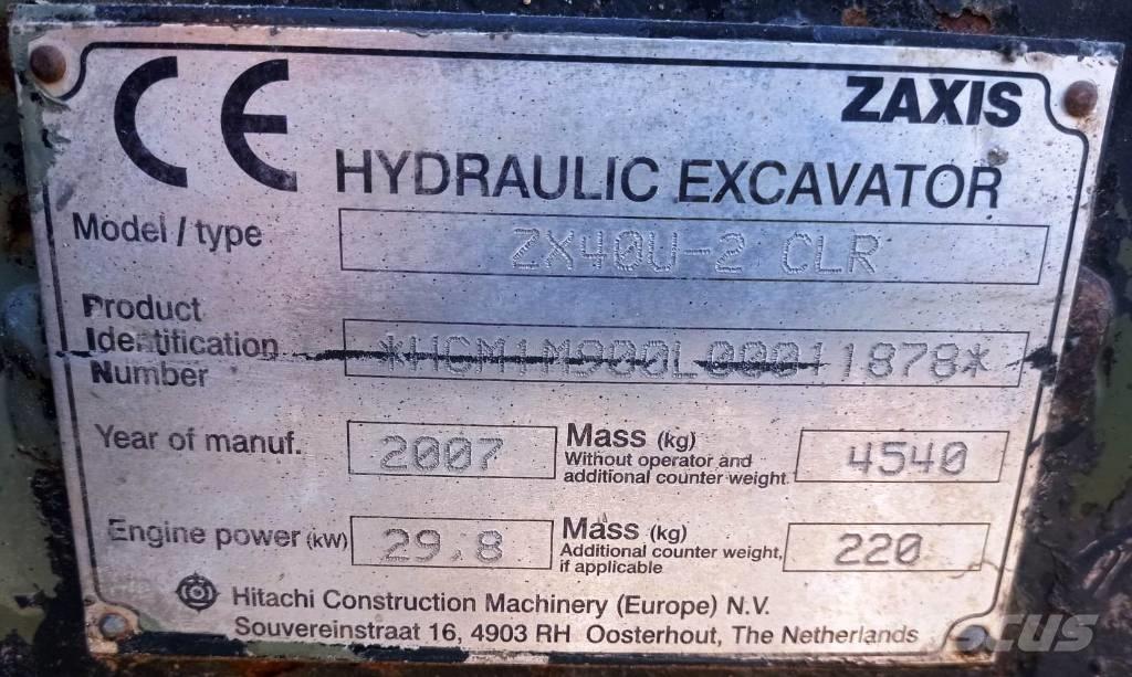 Hitachi ZX 40 U-2 Mini excavadoras < 7t