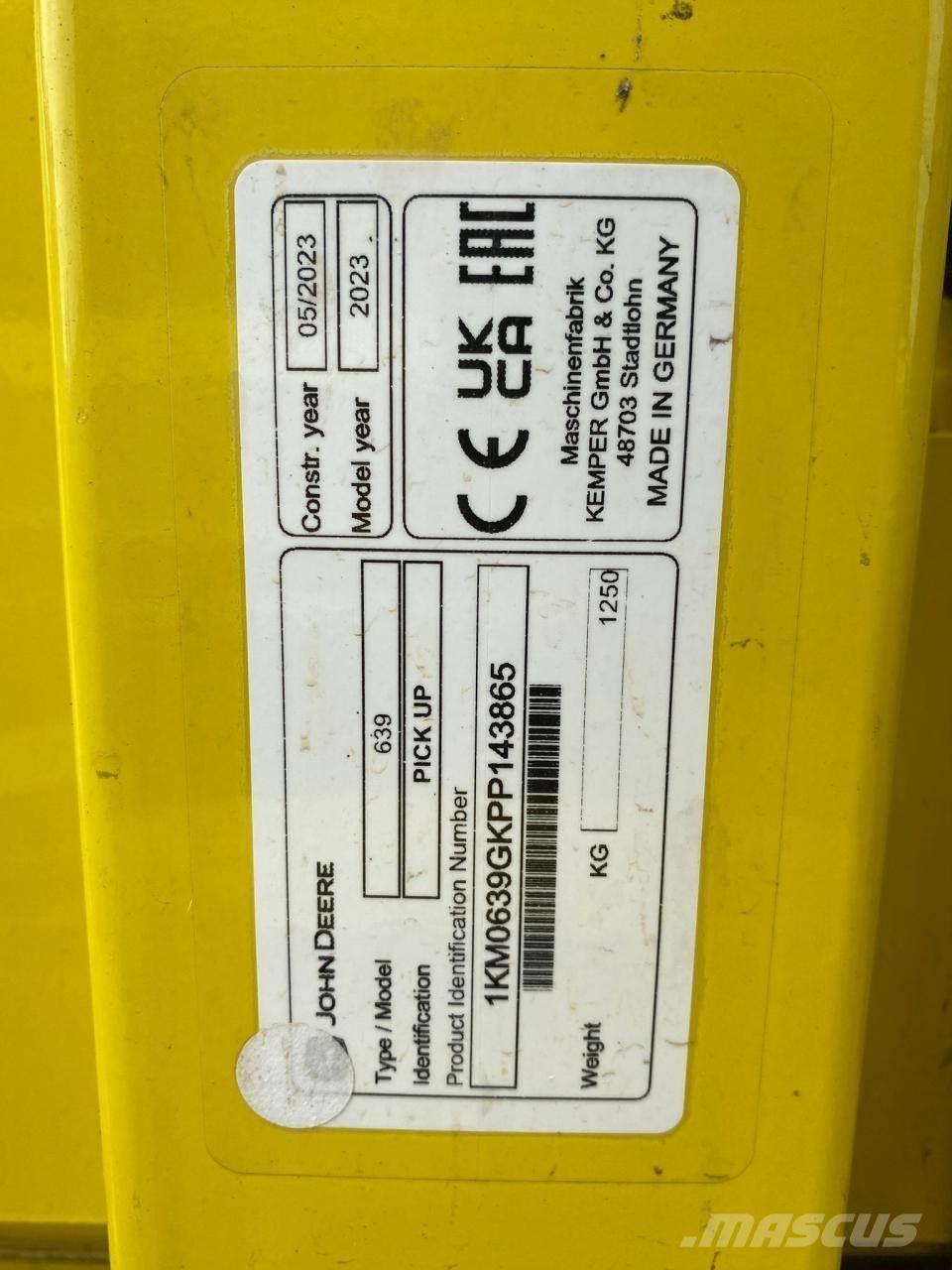John Deere 639 Accesorios para cosechadoras combinadas