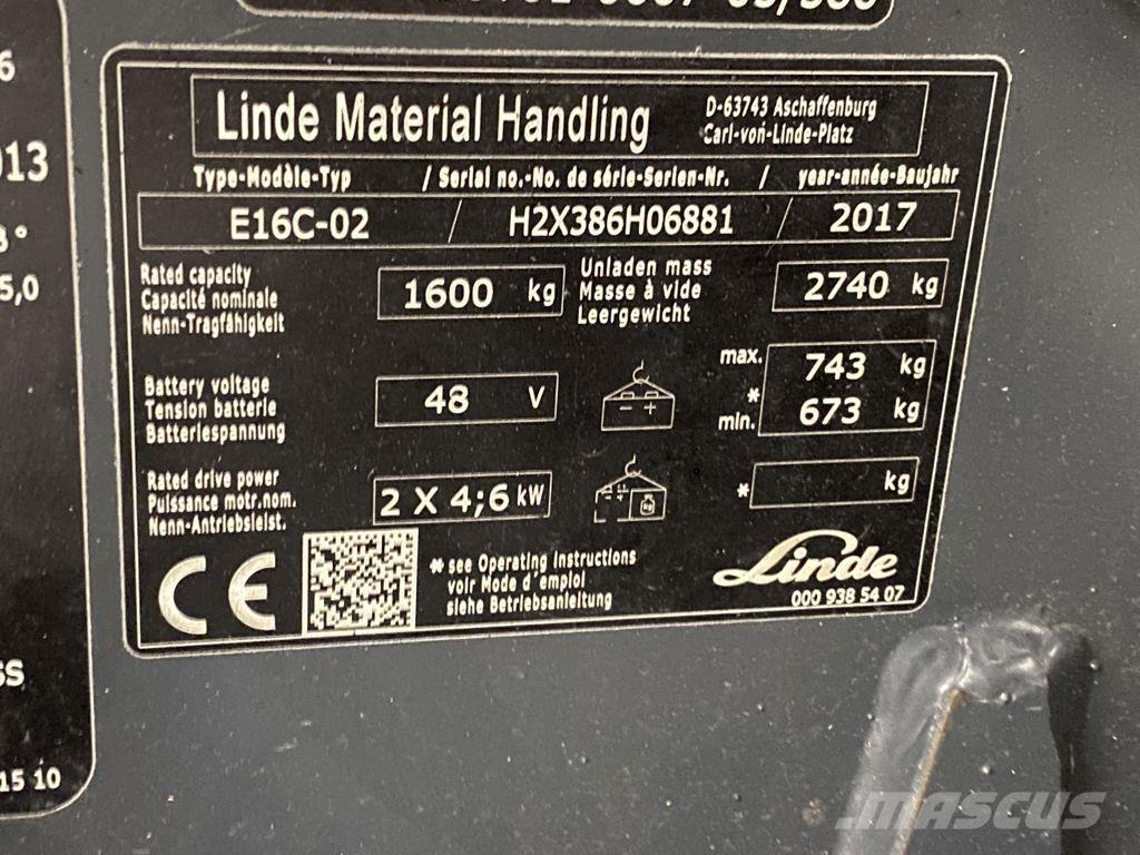 Linde E16C-02 Carretillas de horquilla eléctrica