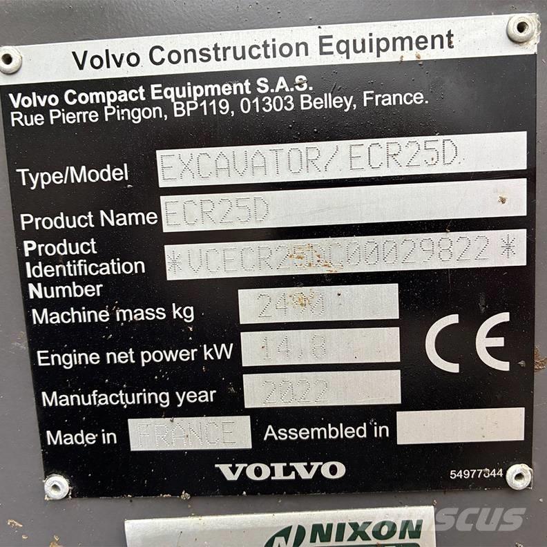 Volvo ECR25D Mini excavadoras < 7t