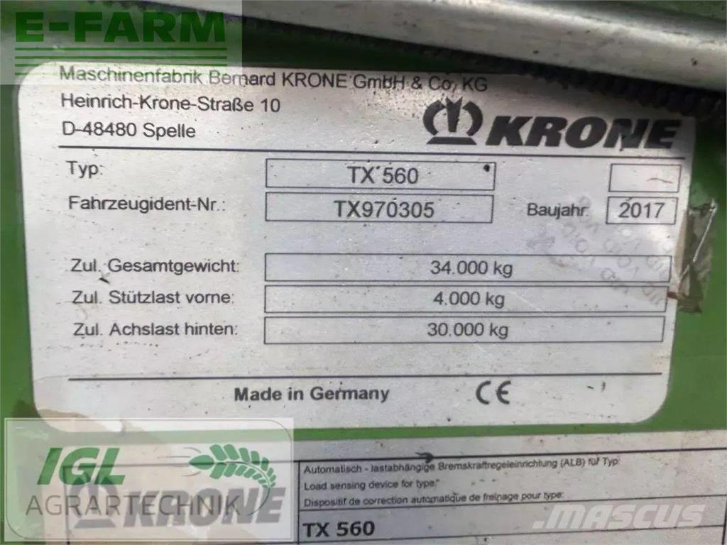 Krone tx 560 Remolque para grano