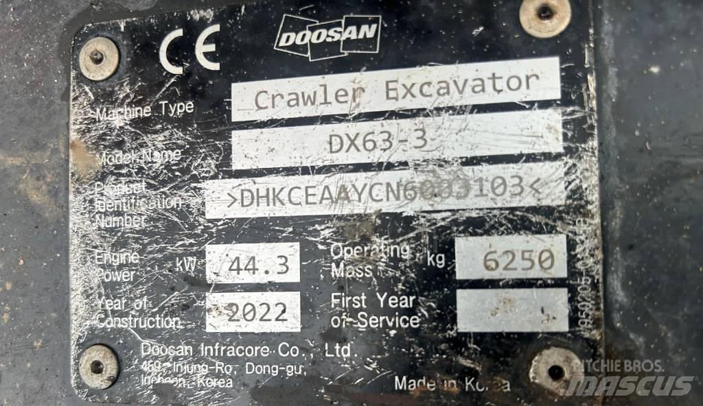 Doosan DX 63-3 Excavadoras de cadenas