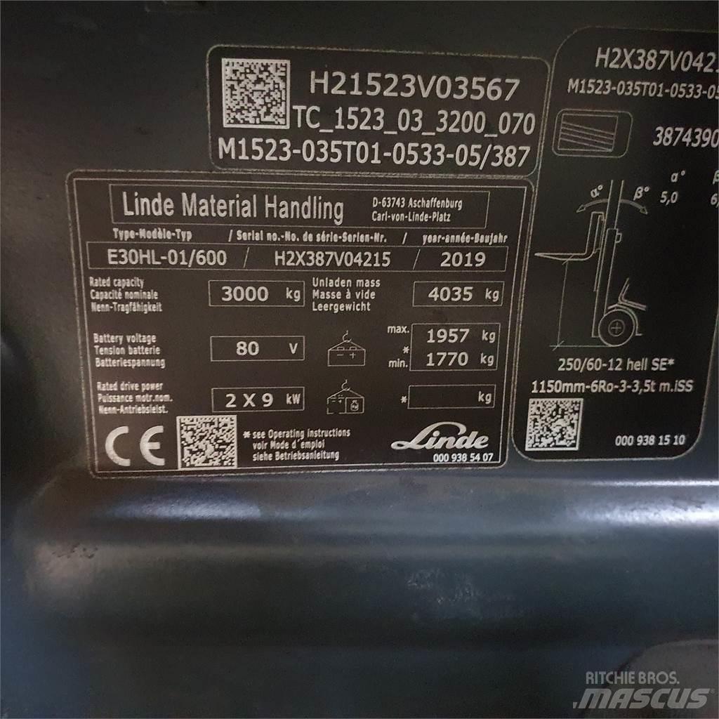 Linde E30/600HL Carretillas de horquilla eléctrica