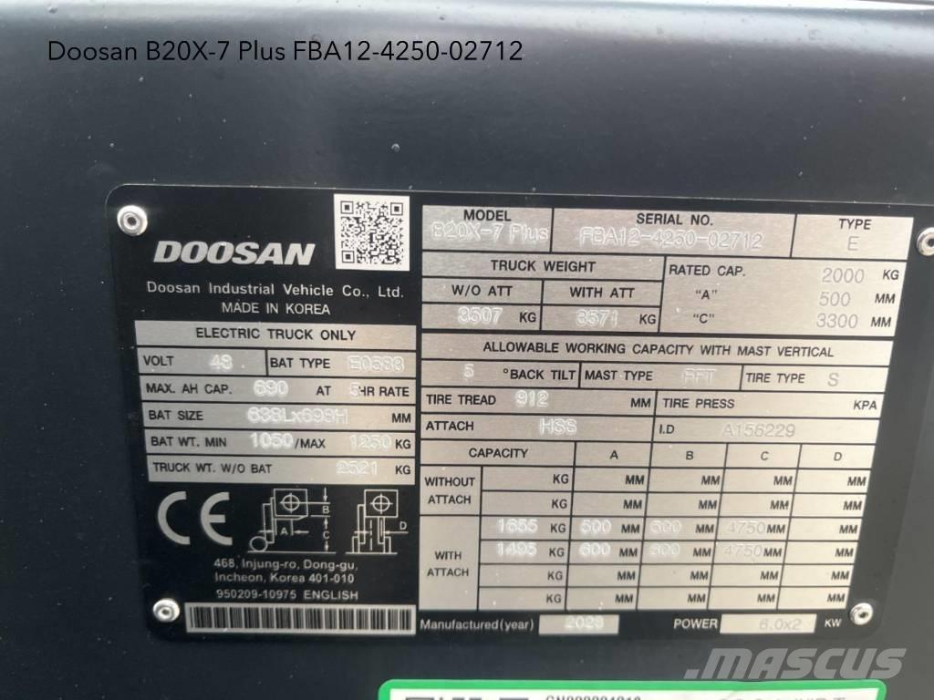 Doosan B 20 X-7 Plus Carretillas de horquilla eléctrica