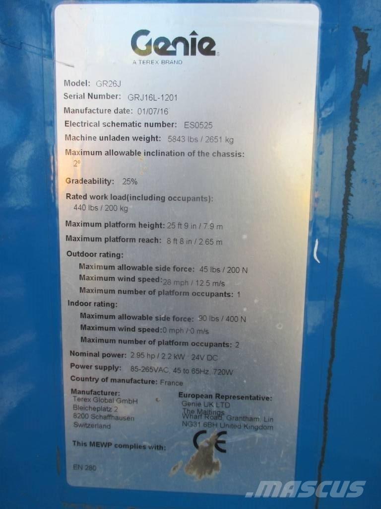 Genie GR 26 J Ascensores de personal y montacargas de acceso
