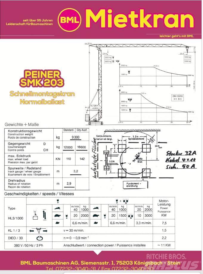 Peiner SMK203N Grúas torre