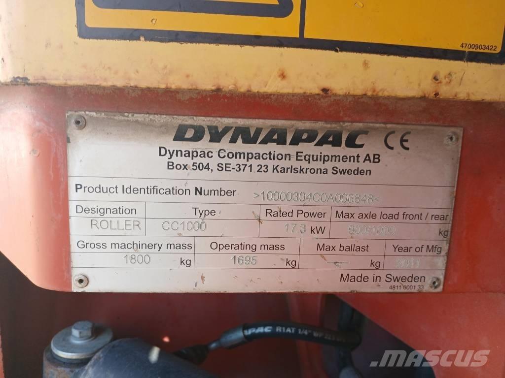 Dynapac CC1000, ''SÅLD'' Rodillos de doble tambor