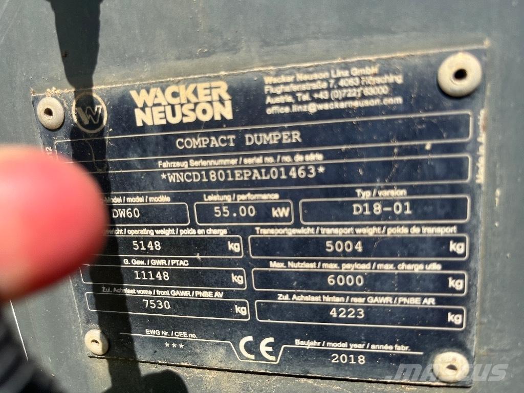Wacker Neuson DW 60 Dúmpers de obra