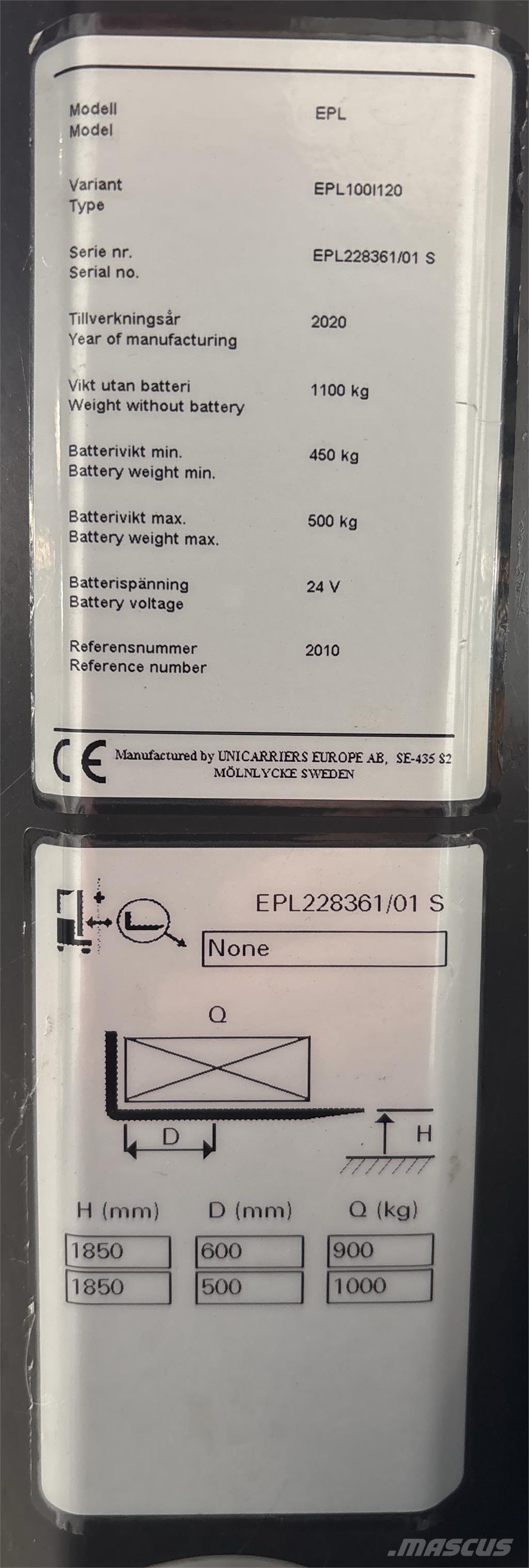 UniCarriers EPL100 Recogepedidos de baja altura